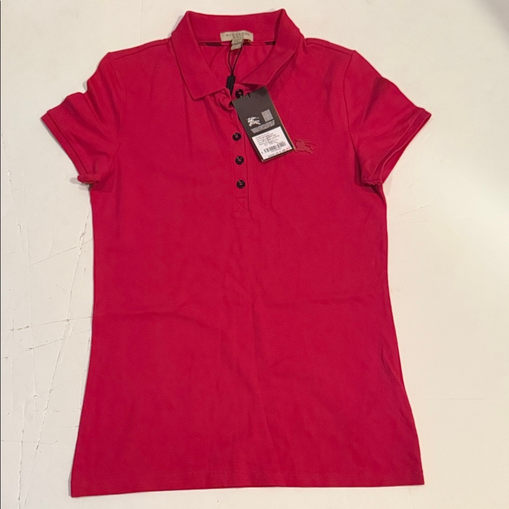 Burberry Brit NWT Women's Size Small Pink Polo. 
Beautiful polo, crimson pink!